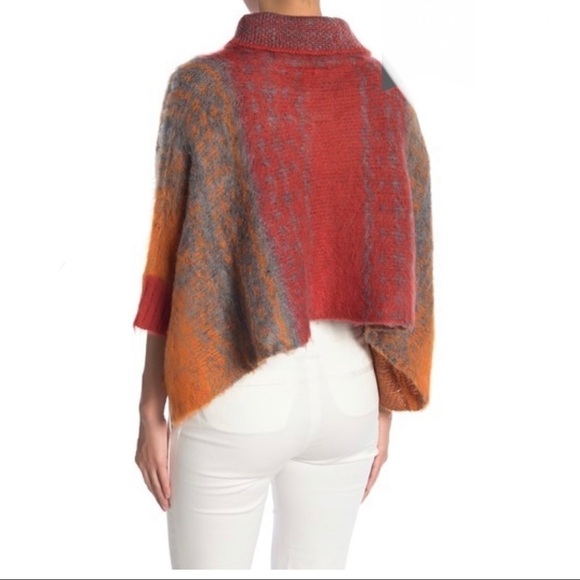 Vertigo orange Cowl Neck Boxy 3/4 Dolman sleeve Sweater. Fall colors. Wool blend - Picture 3 of 9